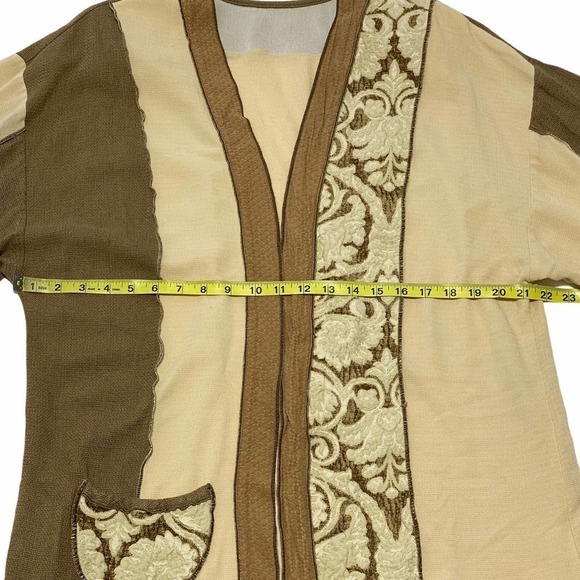 EMBROIDERED Open Front Long Trench Jacket Coat 12 - Picture 4 of 9